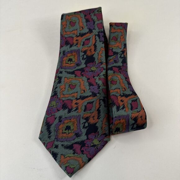 Muliti Color Men's Neck Tie Unbranded Gray w/Pink/Purple/Orange/Black Abstract - Picture 7 of 9